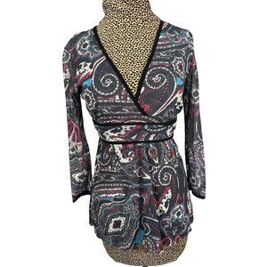 Vintage Medium Womens Top Y2K V-neck Fairy Whimsigoth Grunge Semi Sheer Babydoll